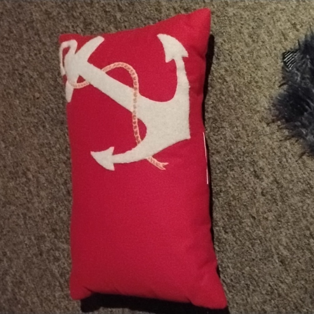 Nautical Red Anchor Throw Pillow